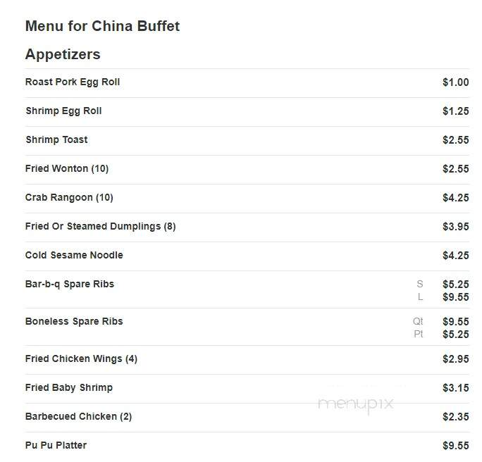 China Buffet - Colby, KS menu_pic