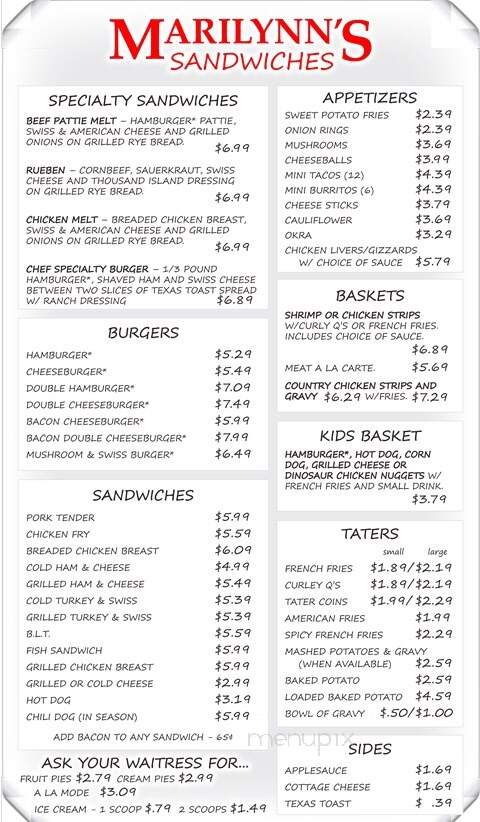 Marilynn's - Osage City, KS menu_pic