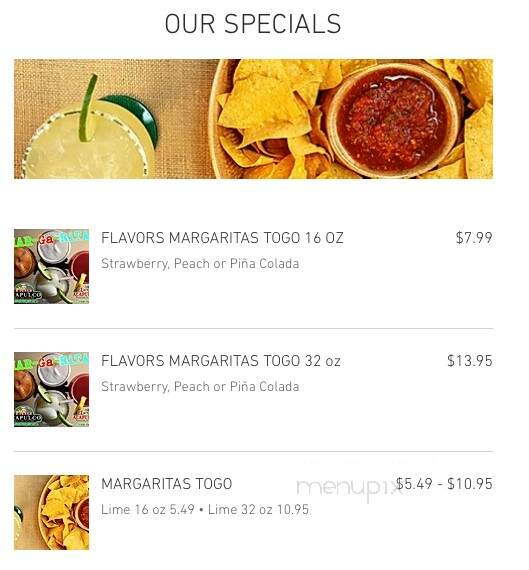Acapulco Mexican Cuisine - La Grange, KY menu_pic
