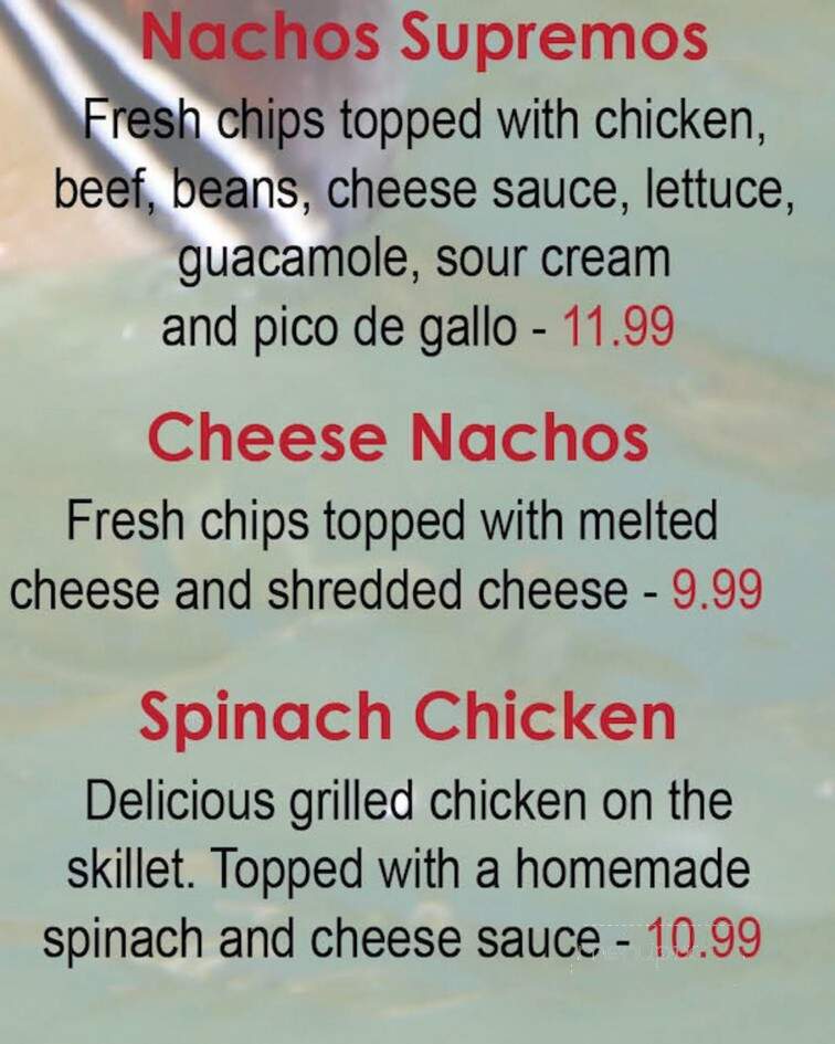 Acapulco Mexican Cuisine - La Grange, KY menu_pic