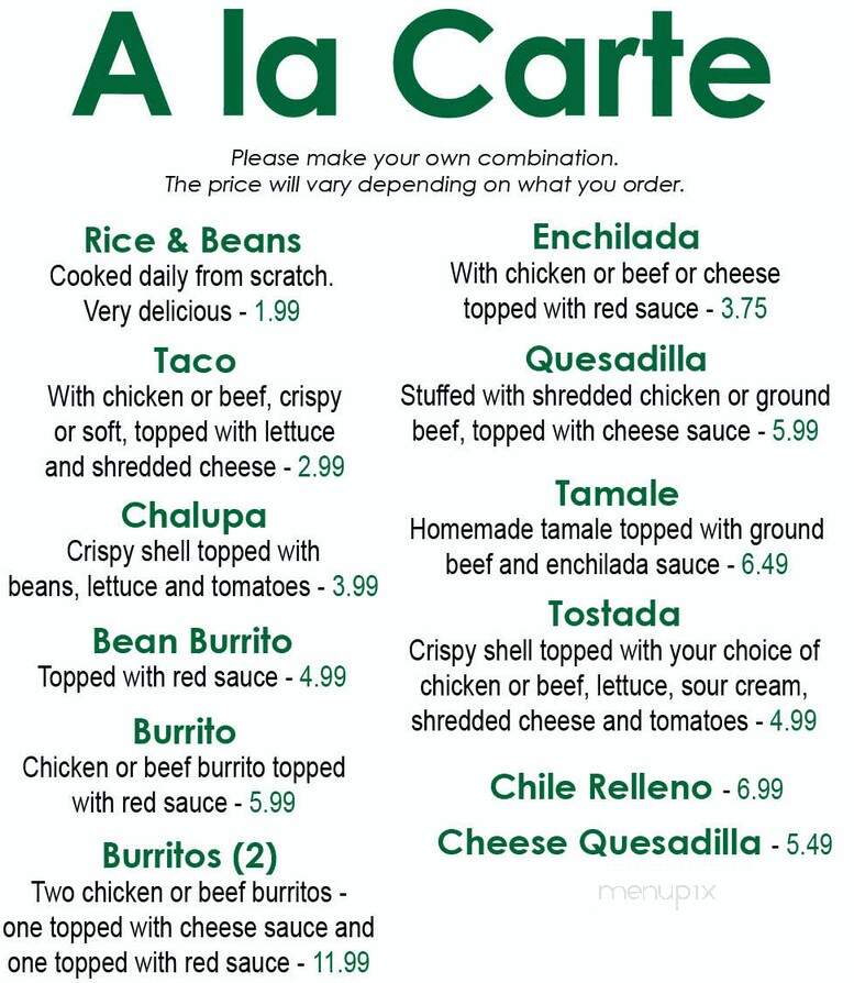 Acapulco Mexican Cuisine - La Grange, KY menu_pic