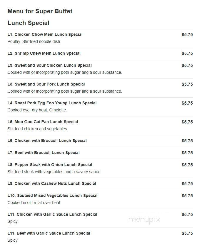 Super Buffet Chinese - Saint Cloud, MN menu_pic