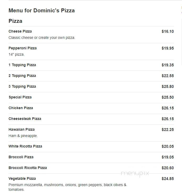 Dominic's Pizza - Lakewood, NJ menu_pic