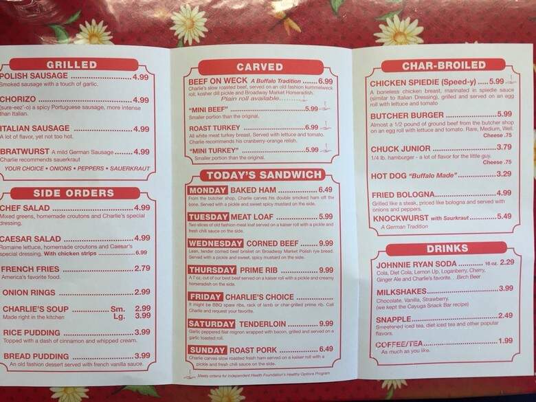 Charlie The Butcher's Kitchen - Williamsville, NY menu_pic
