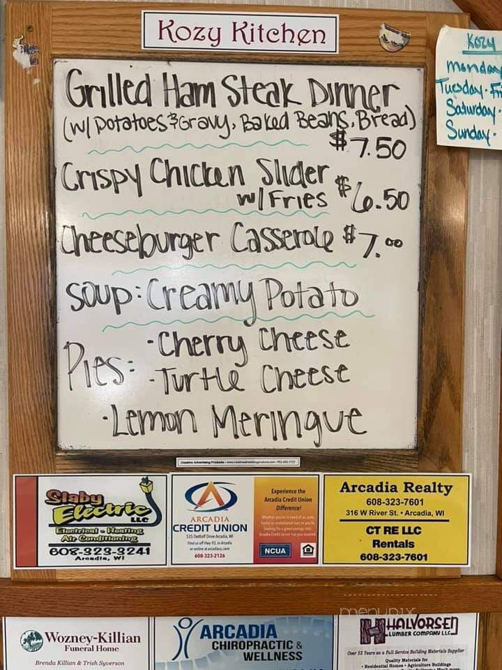 Kozy Kitchen - Arcadia, WI menu_pic