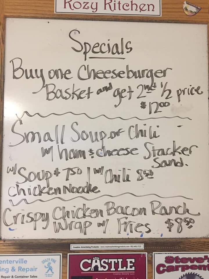Kozy Kitchen - Arcadia, WI menu_pic