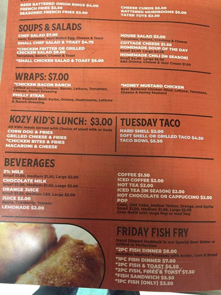 Kozy Kitchen - Arcadia, WI menu_pic