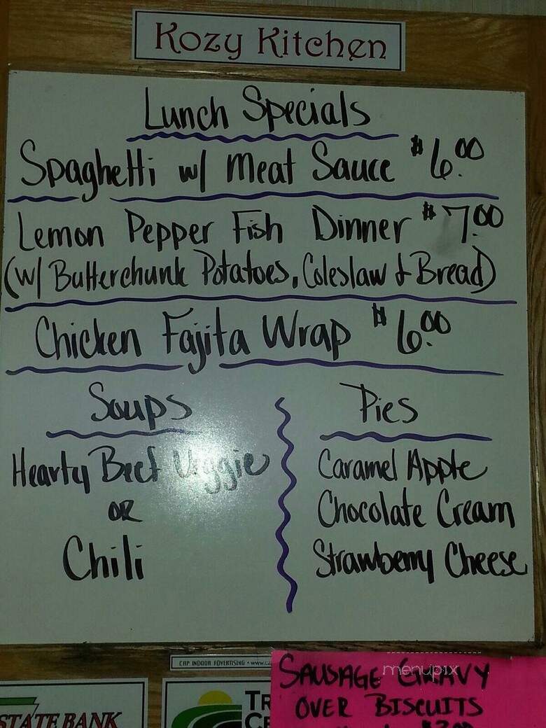 Kozy Kitchen - Arcadia, WI menu_pic