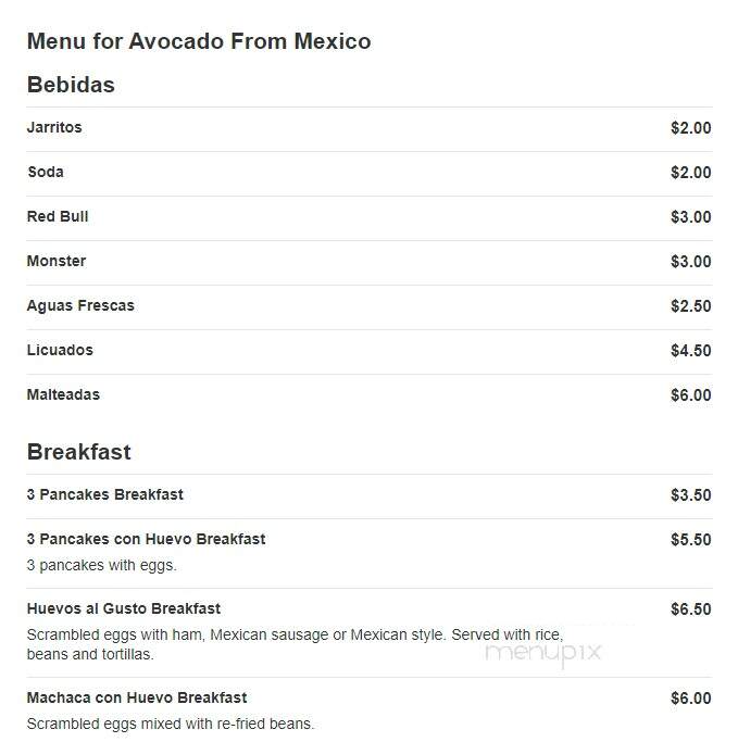Avocados From Mexico and ice cream - Oxford, PA menu_pic