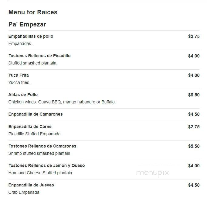 Raices Merged Latin Kitchen - Hudson, FL menu_pic