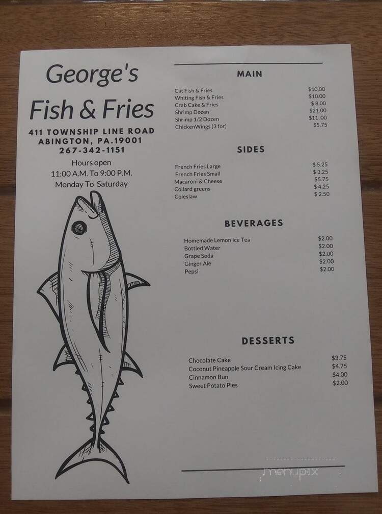 George's Fish & Fries - Abington, PA menu_pic