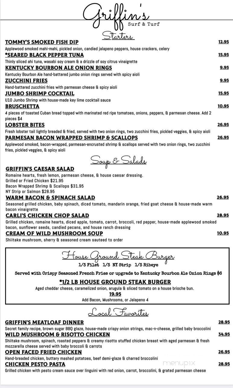 Griffins Surf and Turf - Stuart, FL menu_pic