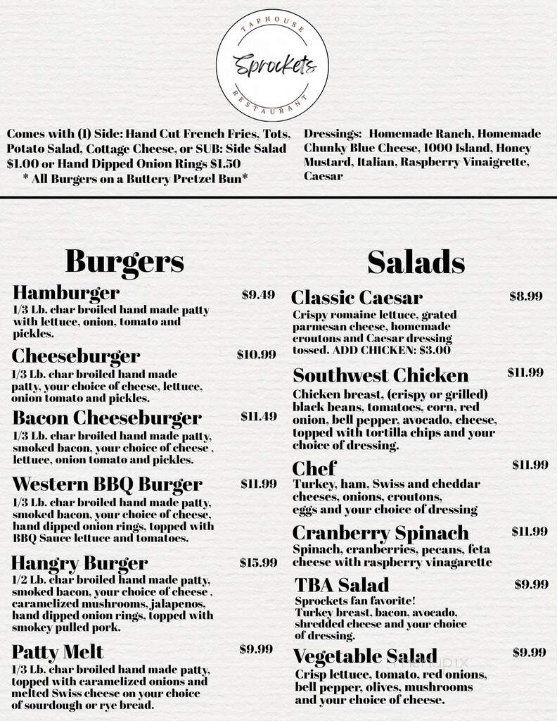 Sprockets Brew House - Council, ID menu_pic