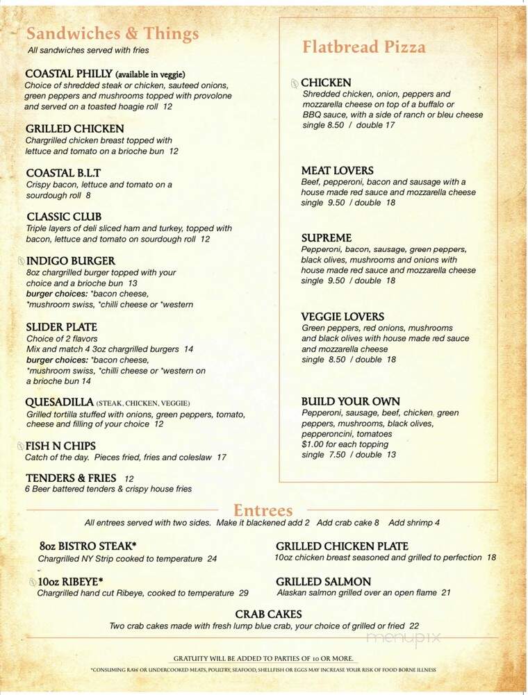 Indigo Coastal Kitchen - Myrtle Beach, SC menu_pic
