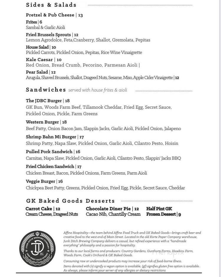 Junk Ditch Huntington Tap - Huntington, IN menu_pic