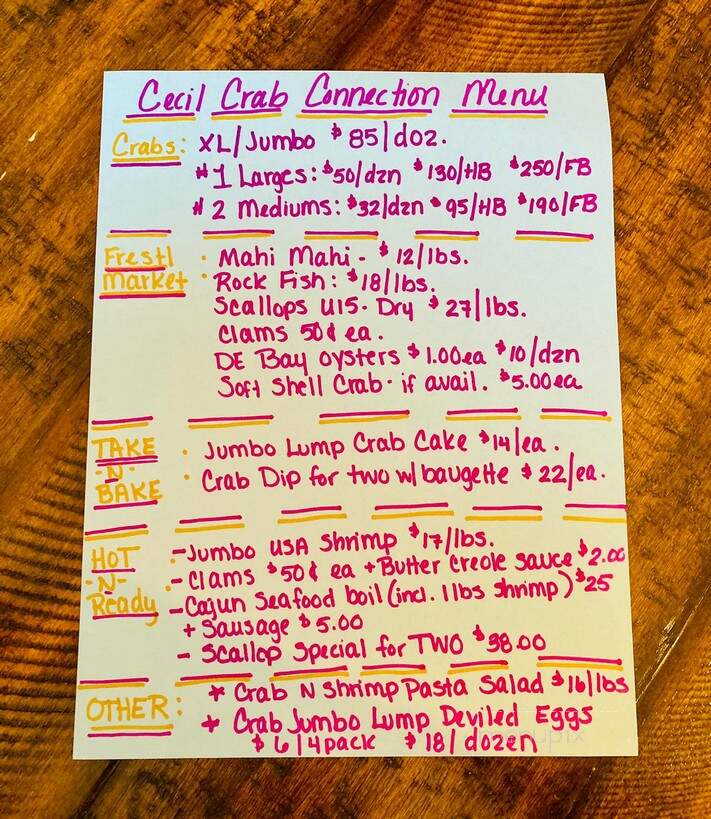 Cecil Crab Connection - Elkton, MD menu_pic