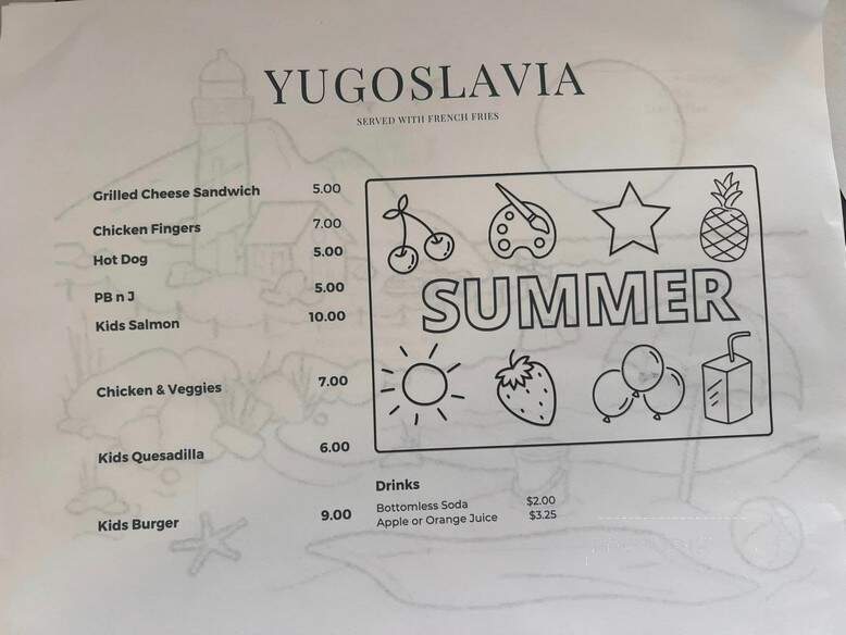 Yugoslavia Balkan Soul Food - North Wildwood, NJ menu_pic