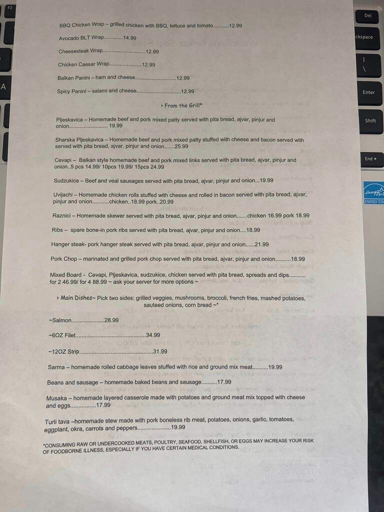 Yugoslavia Balkan Soul Food - North Wildwood, NJ menu_pic