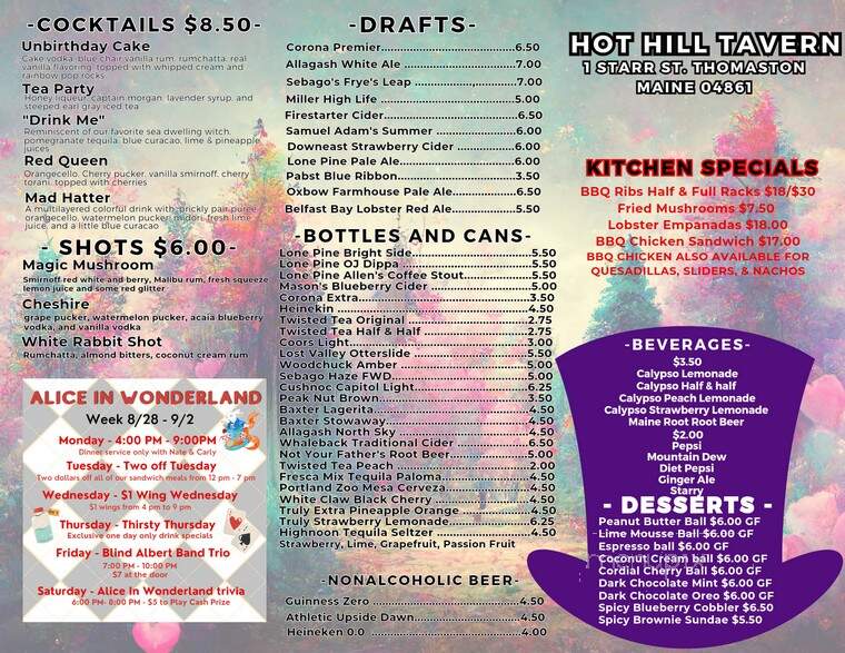 Hot Hill Tavern - Thomaston, ME menu_pic