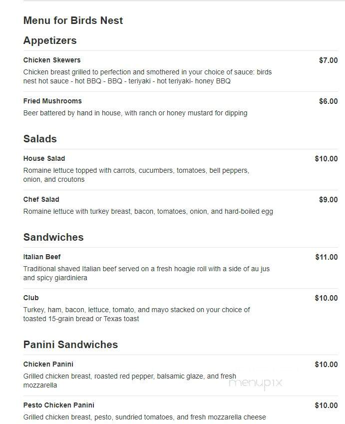 Birds Nest - Aurora, CO menu_pic