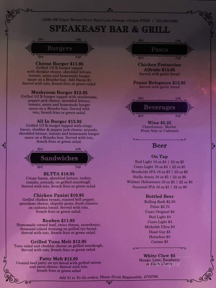 Keystone Cafe - Lake Oswego, OR menu_pic