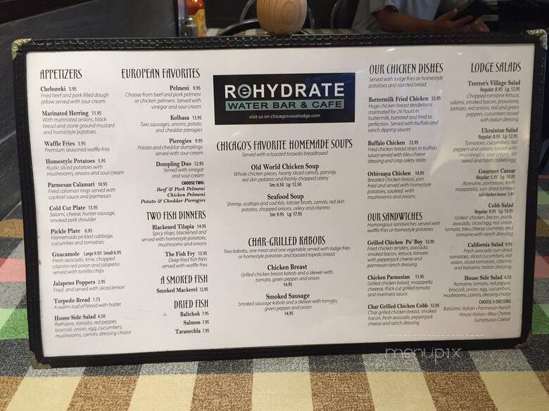 Chicago Sweatlodge - Chicago, IL menu_pic