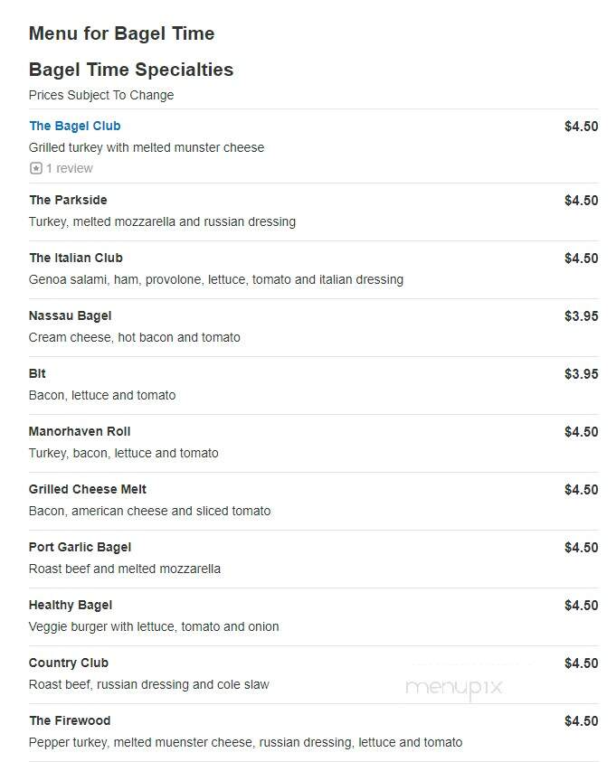 Bagel Time - Port Washington, NY menu_pic