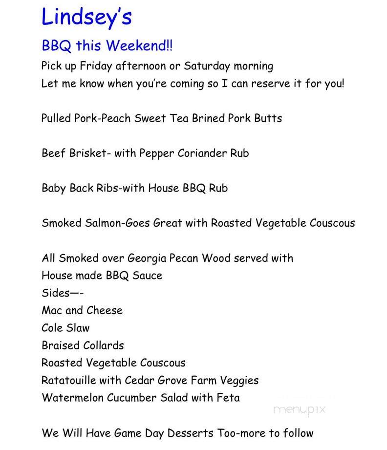 Lindsey's Culinary Market - Athens, GA menu_pic