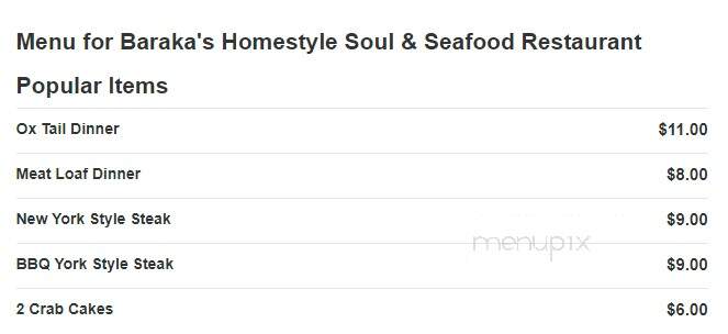 Baraka's Homestyle Soul & Seafood Restaurant - Savannah, GA