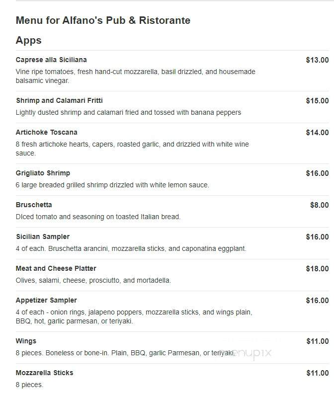 Alfano's Pizza Place - Grand Rapids, MI menu_pic