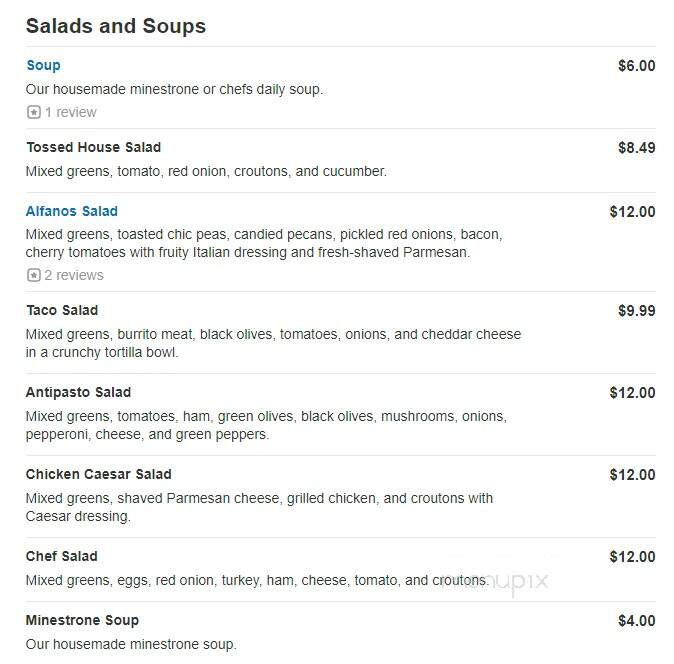 Alfano's Pizza Place - Grand Rapids, MI menu_pic