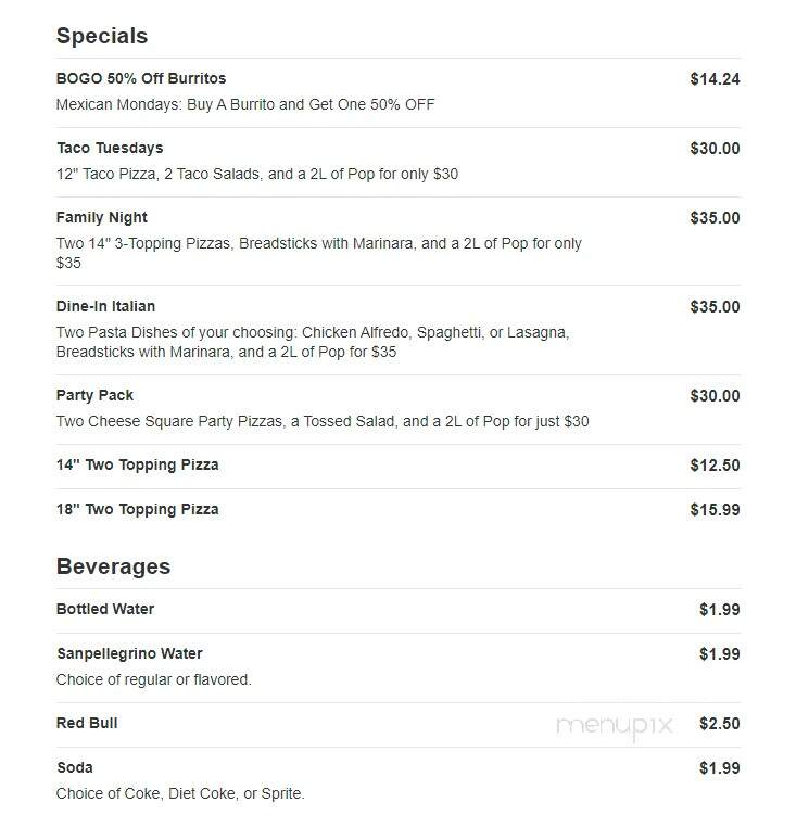 Alfano's Pizza Place - Grand Rapids, MI menu_pic