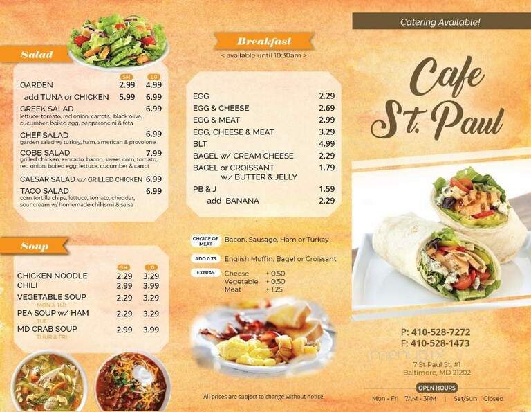 Cafe St Paul - Baltimore, MD menu_pic