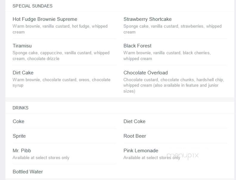 Fritz's Frozen Custard - Saint Peters, MO menu_pic