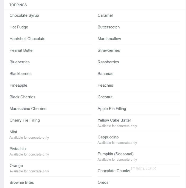 Fritz's Frozen Custard - Saint Peters, MO menu_pic