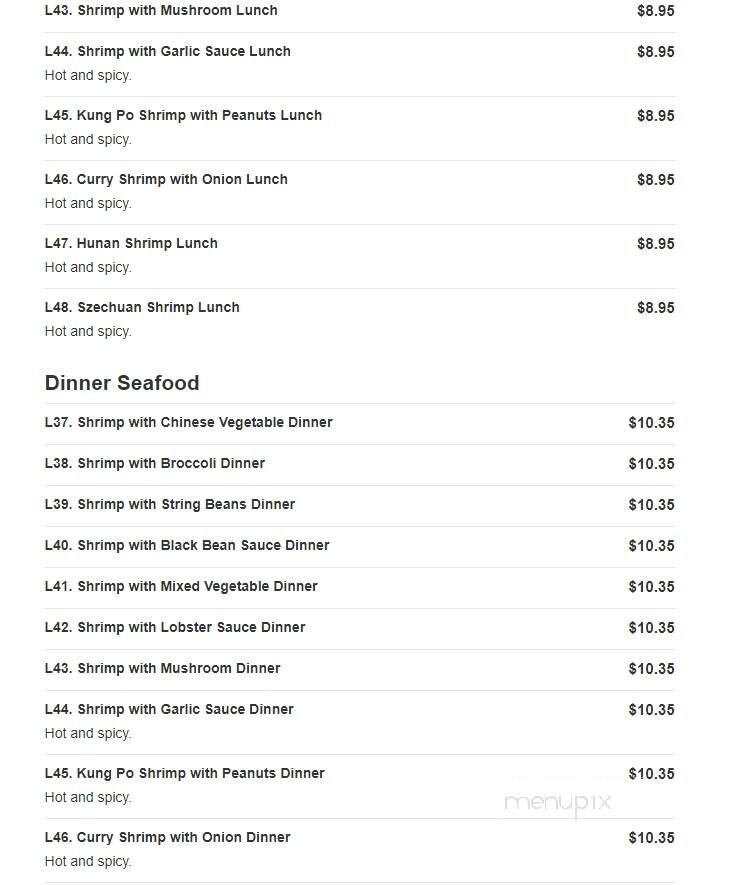 Lucky Cheung Restaurant - Long Branch, NJ menu_pic