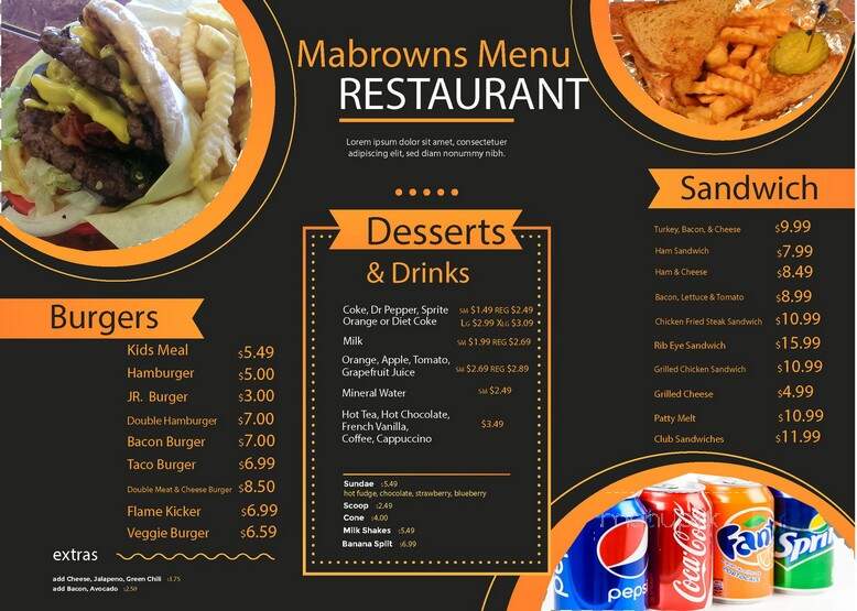 Ma Brown's Hamburgers - Hobbs, NM menu_pic