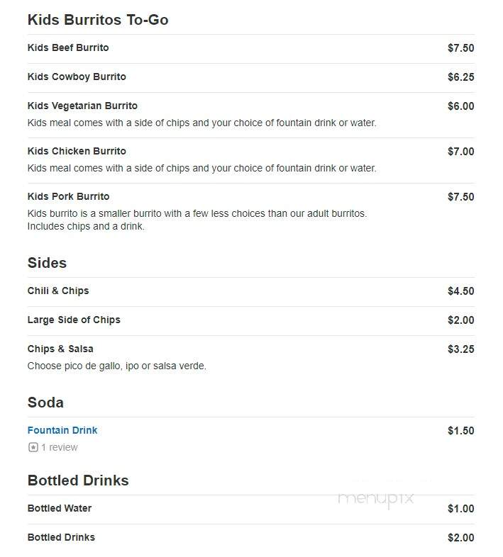 Neato Burrito - New Cumberland, PA menu_pic