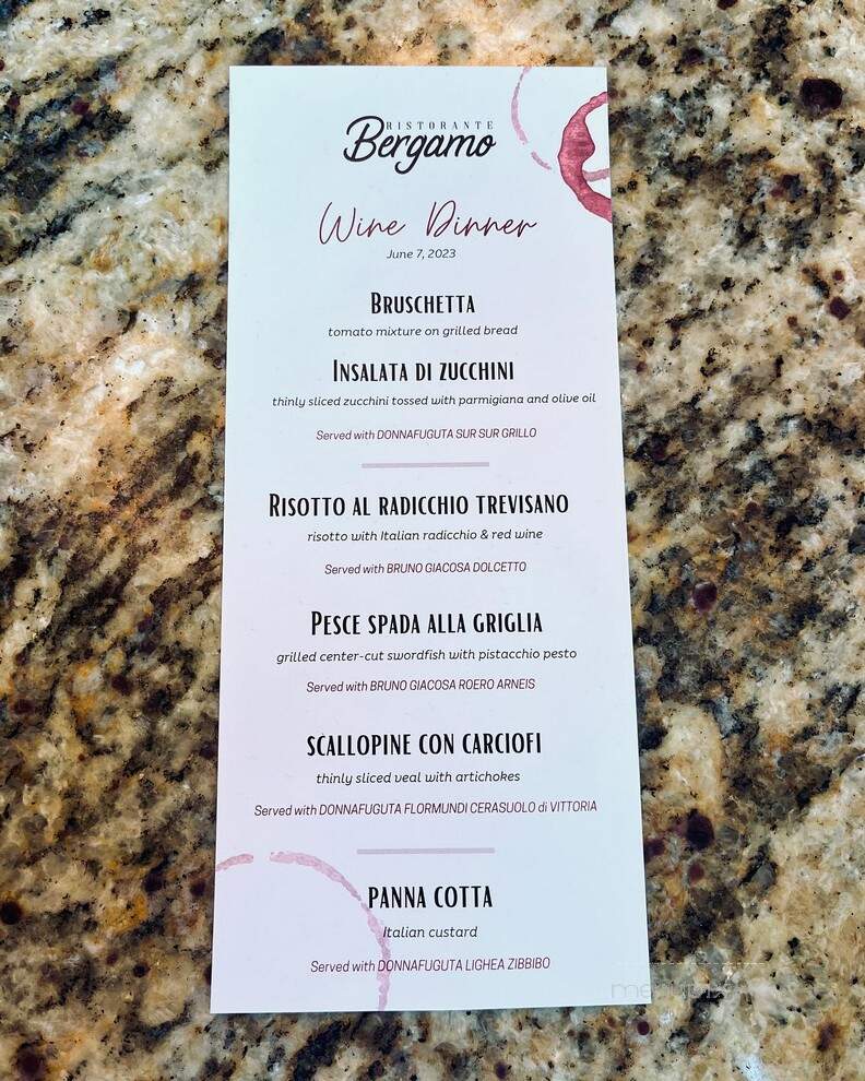 Ristorante Bergamo - Greenville, SC menu_pic