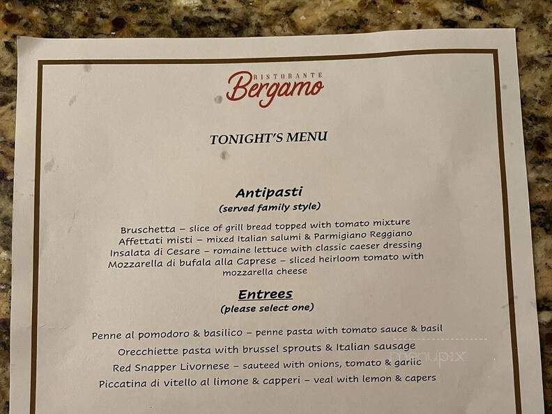 Ristorante Bergamo - Greenville, SC menu_pic
