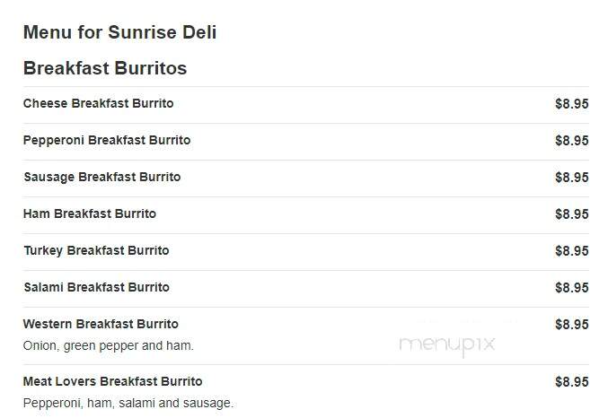 Sunrise Deli - West Haven, CT menu_pic