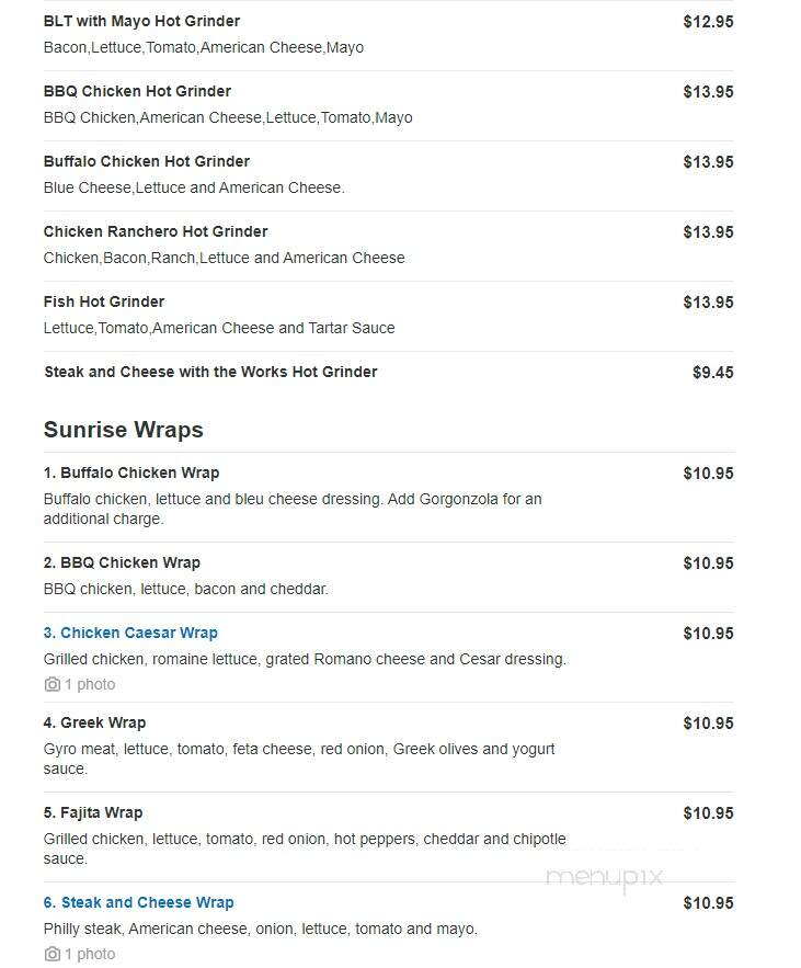 Sunrise Deli - West Haven, CT menu_pic