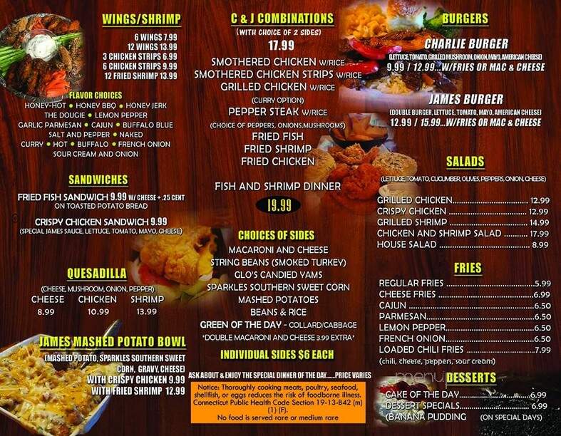Charlie & James Place - Hamden, CT menu_pic