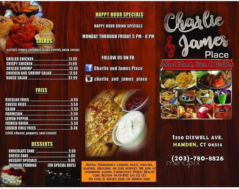 Charlie & James Place - Hamden, CT menu_pic