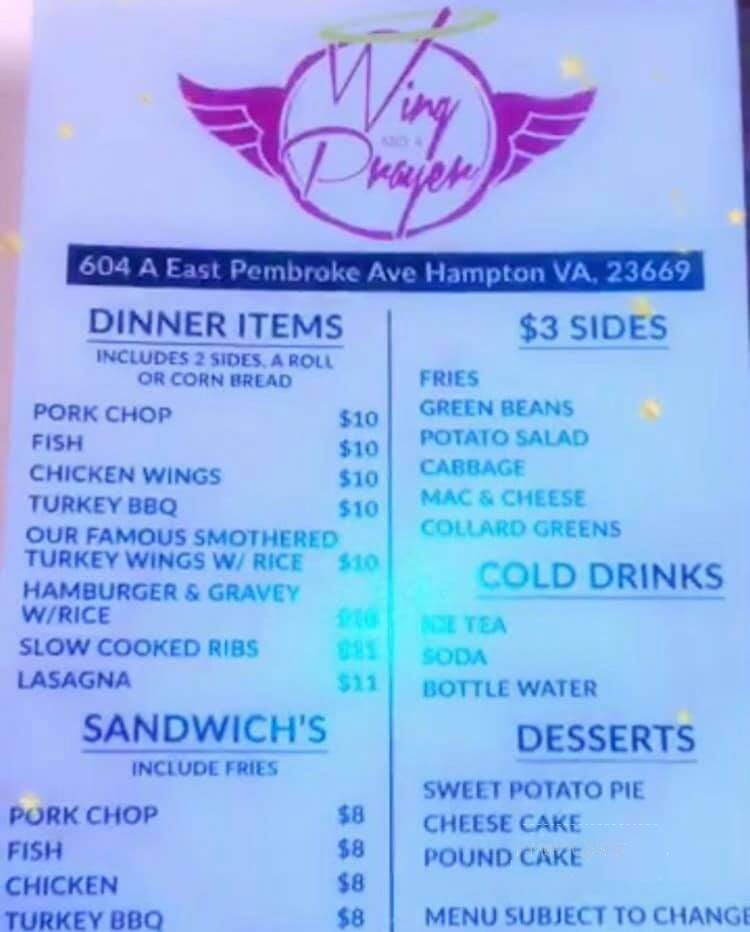 Wing And A Prayer - Hampton, VA menu_pic