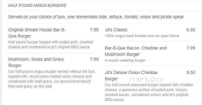JD's Smokin Grill & Bar - Hinsdale, NY menu_pic
