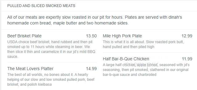 JD's Smokin Grill & Bar - Hinsdale, NY menu_pic