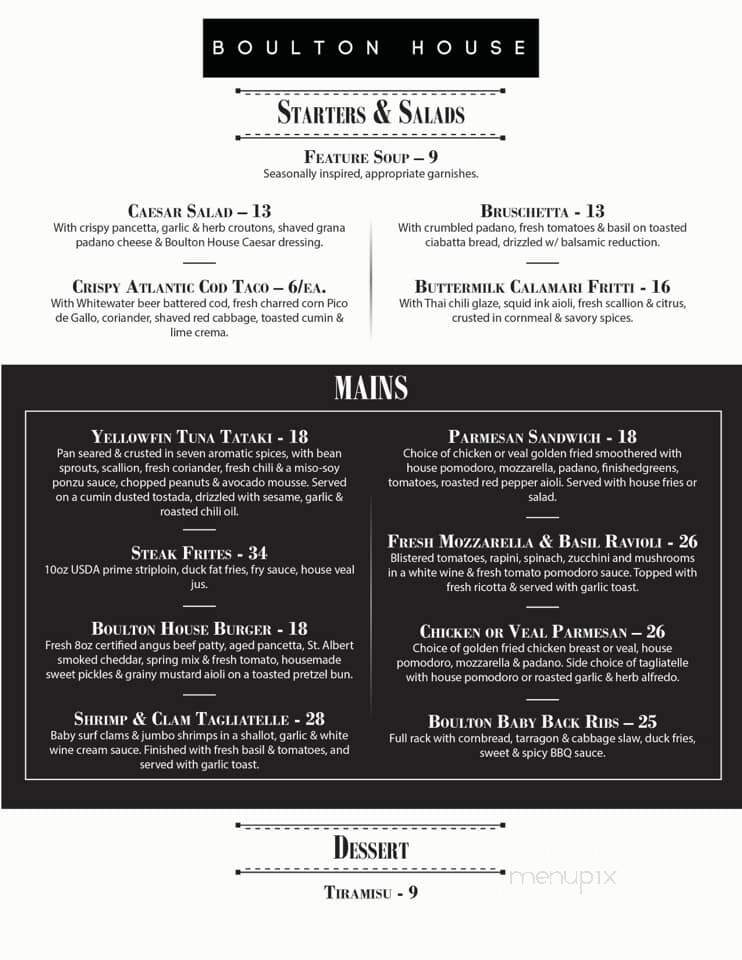 Boulton House - Carleton Place, ON menu_pic