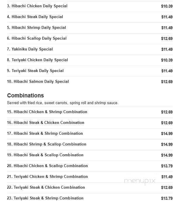 Sakura Hibachi Express - Cookeville, TN menu_pic