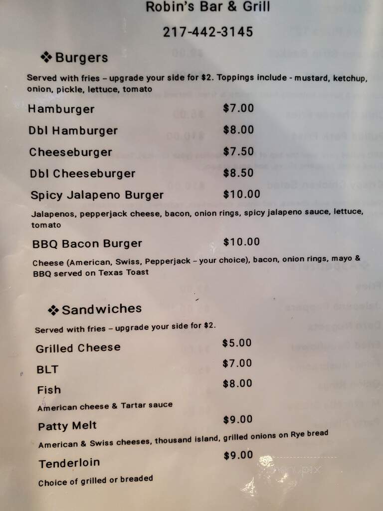 Robin's - Tilton, IL menu_pic